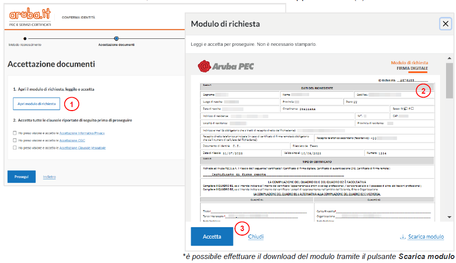 Accettazione documenti