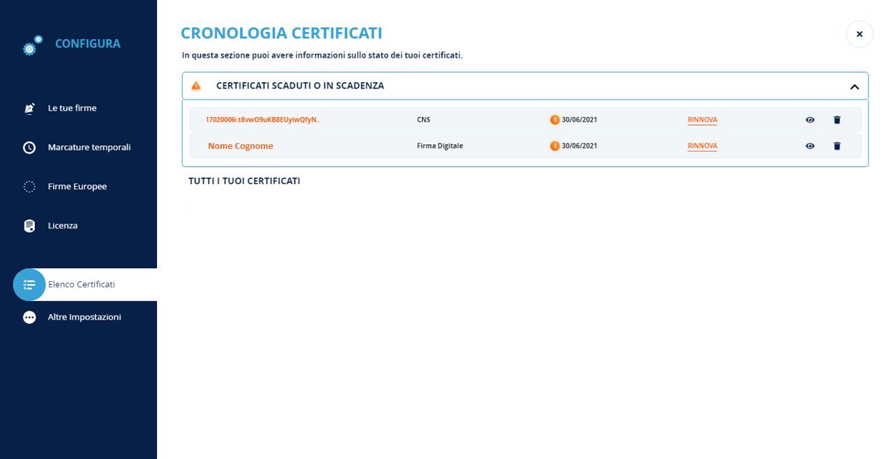 Cronologia certificati